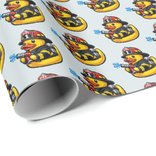Papel De Presente Pato de Borracha Bombeiro