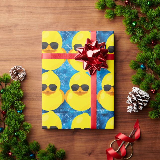 Papel De Presente pato divertido amarelo com papel de embrulhamento  (Presente de Natal)