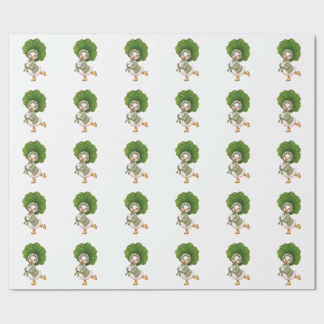 Papel De Presente Pato Fofo com Guarda-chuva de Folha – Primavera Ca (Aberto)