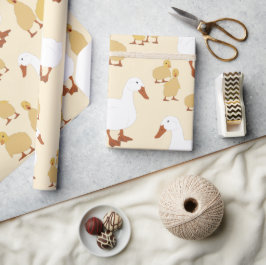 Papel De Presente Pato-Mãe Bonito e Pato-Bebê Padrão