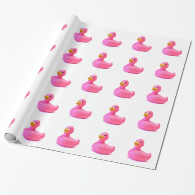 Papel De Presente Pato rosa de borracha (Desenrolado)