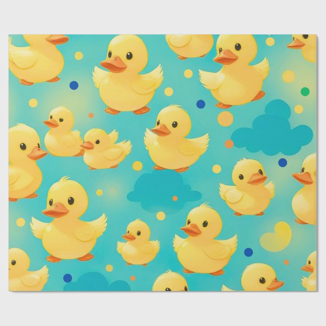 Papel De Presente Patos bonitos Nadando em um Pond (Aberto)