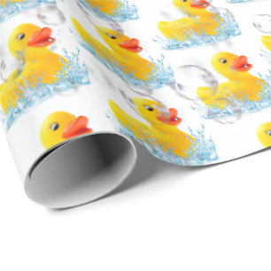 Papel De Presente Patos De Borracha Amarelos Com Bolhas