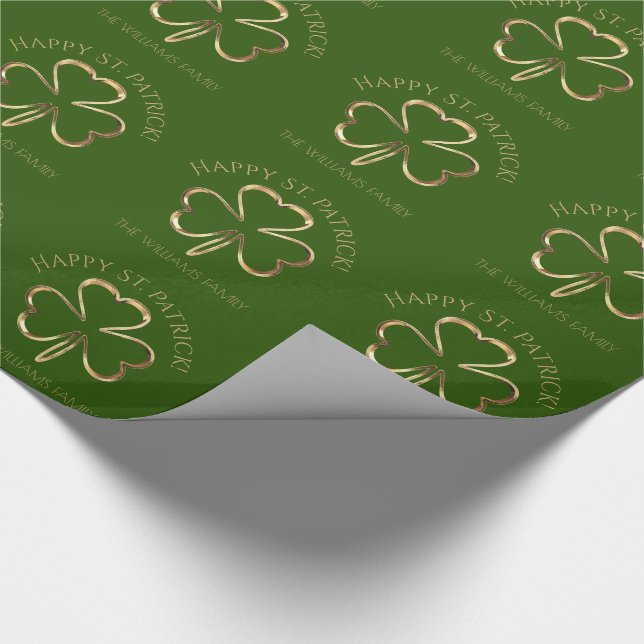 Papel De Presente Patrick Green e Dourado Clover Shamrock (Ponta)