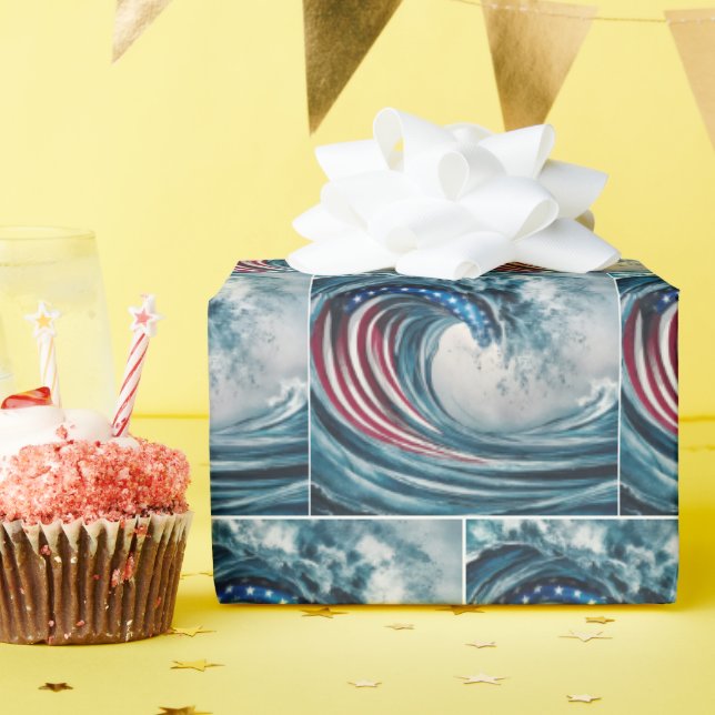 Papel De Presente Patrioitc Flag Wave (Festa de aniversário)