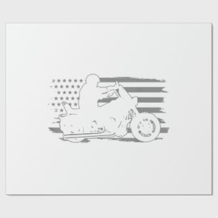 Papel De Presente Patriótica Motorcycle Vintage American Flag Biker