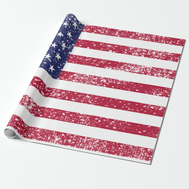 Papel De Presente Patriótico 4º De Julho Bandeira Americana (Desenrolado)