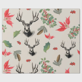 Papel De Presente Patrón botánico de Navidad