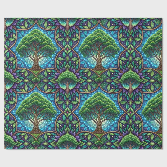 Papel De Presente Patterned wrapping paper with vibrant green (Aberto)