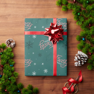 Papel De Presente Patterno de Neve Verde Snowman Frosty