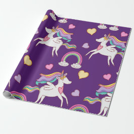 Papel De Presente Patterno Funny Unicorn Magic Horse Cute