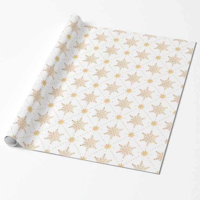 Papel De Presente Pattterna de Natal do Faux Dourado Faux (Desenrolado)