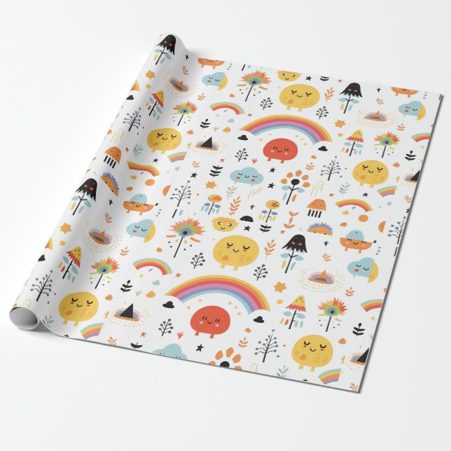 Papel De Presente Pau de abóbora preto e laranja moderno (Desenrolado)