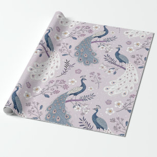 Papel De Presente Pavão Elegante Floral Vintage (4)