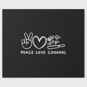 Papel De Presente Paz, Amor Cozinhar Cozinheiro Retro Amante Da Culi