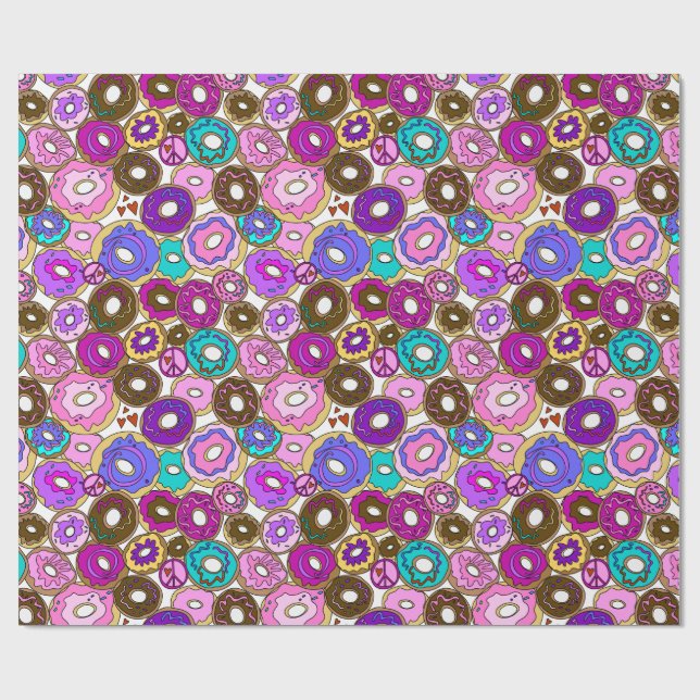 Papel De Presente Paz Amor e Donuts (Aberto)