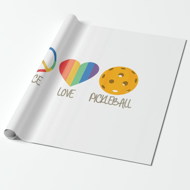 Papel De Presente Paz Amor Pickleball  (Desenrolado)
