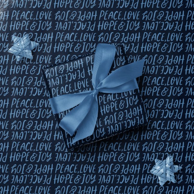 Papel De Presente Paz de Natal amor esperança alegria marinho azul N (Criador carregado)