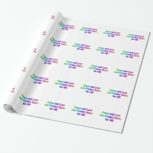 Papel De Presente Paz e Amor e Sinais de Protesto para Todos