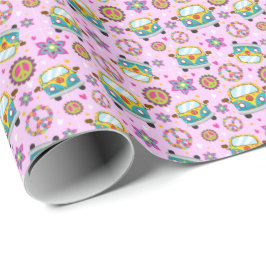 Papel De Presente Paz e Amor, Hippie Van Wrapping Paper