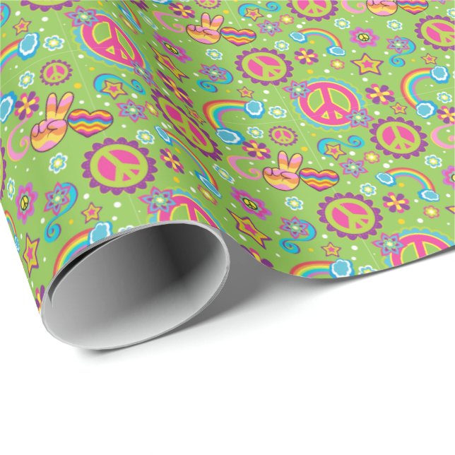 Papel De Presente Paz e Amor, Hippie Wrapping Paper (Ponta do rolo)