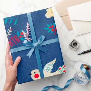 Papel De Presente Paz na Terra Arte Folclórica Pássaro