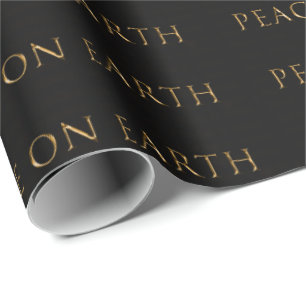 Papel De Presente PAZ SOBRE A TERRA Metálico Dourado a preto