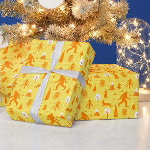 Papel De Presente Pé-grande e Jackalope nas Madeiras Padrão YelOrg