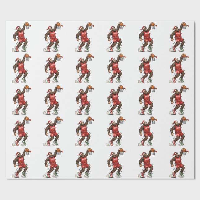 Papel De Presente Pé Grande Sasquatch Basquete Natal 2026 Feriado (Aberto)
