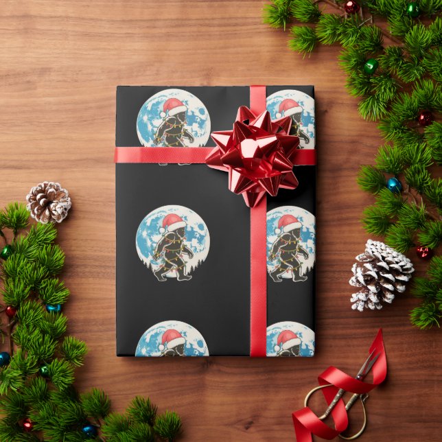Papel De Presente Pé Grande Sasquatch Papai Noel Lua Luzes de Natal (Presente de Natal)