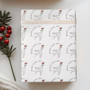 Papel De Presente PEACE AMOR JOVEM Feriado de Natal Snowbird