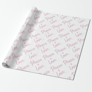 Papel De Presente PEace e Amor-Rosa