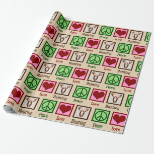 Papel De Presente Peace Love Deer Hunting Christmas