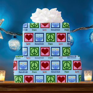 Papel De Presente Peace Love Hanukkah
