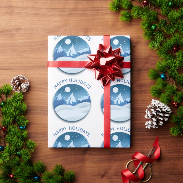 Papel De Presente Peaceful Frosted Landscape Custom (Presente de Natal)