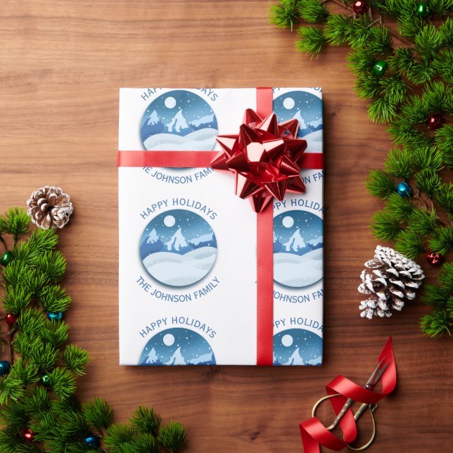 Papel De Presente Peaceful Frosted Landscape Custom (Presente de Natal)