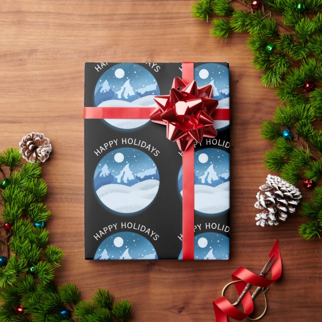 Papel De Presente Peaceful Frosted Landscape Custom (Presente de Natal)