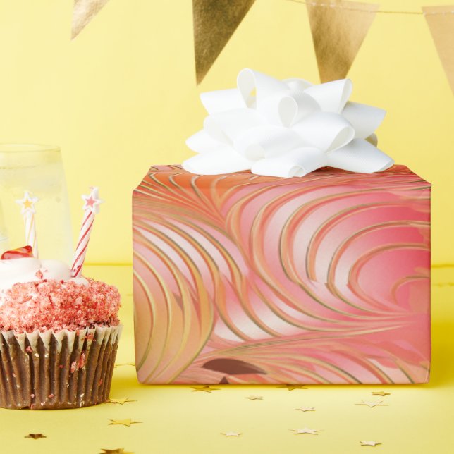 Papel De Presente Peach Fuzz Abstrato Botanical Fruity Padrão 3 (Festa de aniversário)