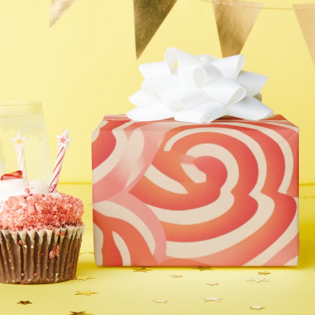 Papel De Presente Peach Fuzz Abstrato Botanical Fruity Padrão 5 (Festa de aniversário)