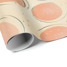 Papel De Presente Peach Fuzz Abstrato Botanical Fruity Pattern 18