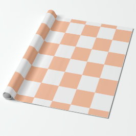 Papel De Presente Peach Fuzz Verificado Padrão Gingham
