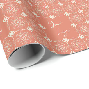 Papel De Presente Peach Ivory Logotipo Geométrico de Negócios