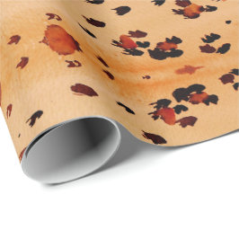 Papel De Presente Peach Orange Lepard Print Watercolor