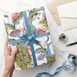 Papel De Presente Peacock Art Nouveau Padrão Floral