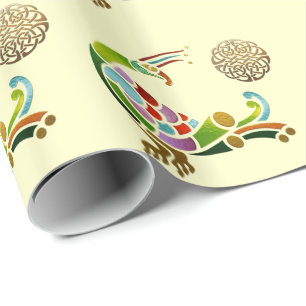 Papel De Presente Peacock Celtic Deco Jeweled