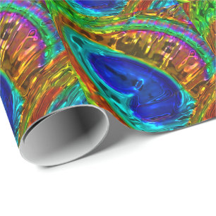 Papel De Presente Peacock Feather Glass Art 1 Wrappaper