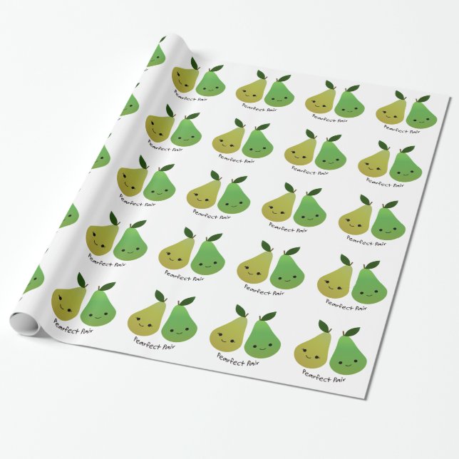 Papel De Presente Pearfect Pear Kawaii Pears (Desenrolado)