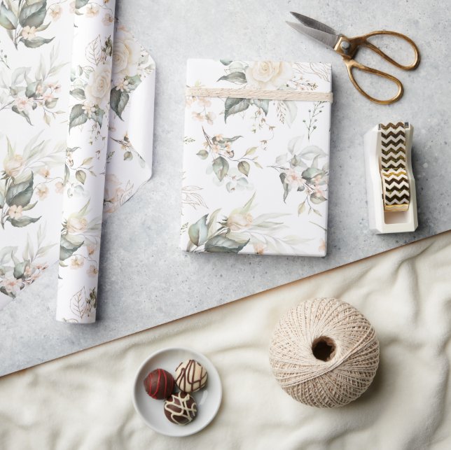 Papel De Presente Pearl Blush Floral Elegance Pattern ID989 (Artesanato)