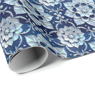 Papel De Presente Pearl de Prata de Pearl Sapphire Azul com Traço de