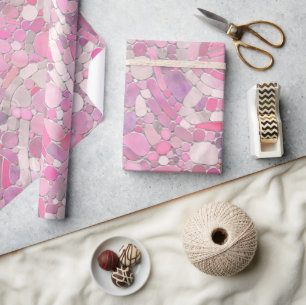 Papel De Presente Pebbles Mosaico Art - Rosa Blush Pink